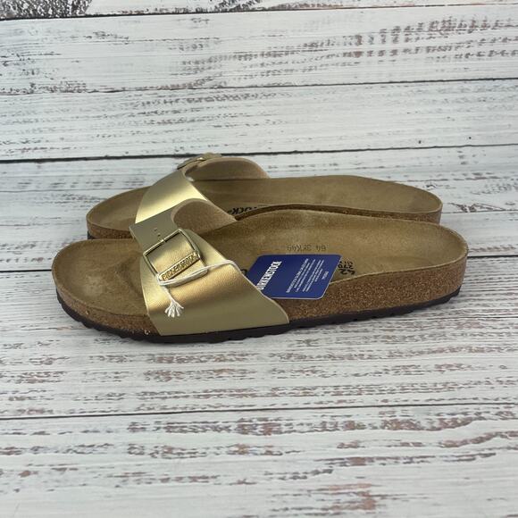 Birkenstock Madrid BS Men 11 Narrow Slide Sandals Gold Metallic